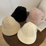 Daiiibabyyy Foldable Wide Brim Ponytail Sun Hat Drawstring Adjustable Cap  Summer Quick-dry Visor Fisherman CapFor Women Beach Hat