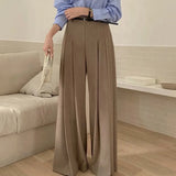 DAIIIBABYYY  -  Elegant Wide Leg Pants Women Fashion Streetwear Pleated Black Suit Pants Office Ladies Korean Baggy Straight Trousers New