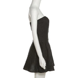 DAIIIBABYYY  -  New Women's Solid Color High Waist Slim Fit Sexy Zipper Strapless Backless Dress for Women