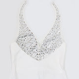 DAIIIBABYYY  -  Sexy Evening Dresses for Women Halter V Neck Backless Diamond Sheath Mini Length Elegant Evening Night Party Club Vestidos Mujer