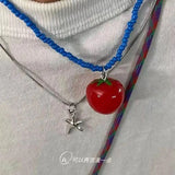 DAIIIBABYYY  -  Colorful Adjustable Resin Bead Necklace Fruit Pendant Clavicle Chain Jewelry
