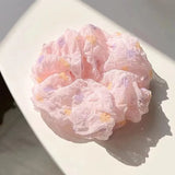 DAIIIBABYYY  -  New Trendy Summer Sunny Polka Dot Scrunchies Women College Student White Rubber Bands Fairy Colorful Ponytail Holder Headwear