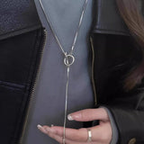 Daiiibabyyy  1pc Magnetic OT-Clasp Tassel Layered Pendant Necklace Adjustable Length Minimalist Luxury Women's Layering Necklace