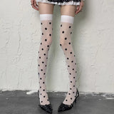 Daiiibabyyy  Fashion Spring Korean Polka Dot Knee High Stockings Women Vintage Y2K Sweet Cute Pantyhose Tight JK Lolita Long Tube Sockings