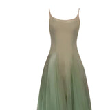 DAIIIBABYYY  -  Summer Green Gradient Slimming Long Skirt Female Sexy Casual Loose High Street Personality Suspender Dress Female Clothes