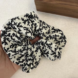 DAIIIBABYYY  -  Wholesale French Retro Black And White Floral Elastic Scrunchie Simple Fashion Fabrics Hair Rope Hair Accessories