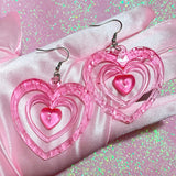 Daiiibabyyy  Y2K Earrings Pink Hollowout Heart Earrings Korean Fashion Kawaii Aesthetic Harajuku DIY Love Earrings for Women 2000s Jewelry