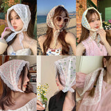 Daiiibabyyy  -  New Girl Lace Pastoral Style Headbands Hair Scarf For Women Floral Butterfly Hairbands Headwrap Fashion Turban Hair Accessories