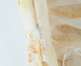 Daiiibabyyy  Sexy Wood ears V neck Light Yellow Floral Print Ruffles Strap Sling Dress Summer Woman Ruffles Hem Midi Dresses Robe Vestidos