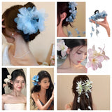 DAIIIBABYYY  -  Sweety Bohemia Hair Claw For Women Rhinestones Butterfly Flower Tassel Shark Gripper Summer Fairy Gauze Flower Hair Clip Hairpin