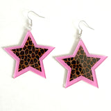 Daiiibabyyy  Y2K Jewelry Pink Leopard Print Star Earrings Women Punk Fashion Charm Striped Leopard Print Acrylic Earrings Gothic Accessories