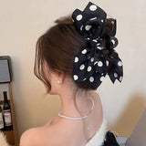 Daiiibabyyy  French Elegant Hair Claw Crabs For Women Polka Dot Fashion Bow Hair Clip Retro Head Shark Clip Luxury Hair Accessories