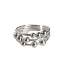 Daiiibabyyy  Korean Silver Color Multilayer Line Round Bead Rings For Women Fashion Classic Metal Adjustable Finger Ring Jewelry