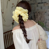 Daiiibabyyy  Summer new large pleated hair tie cream colored checkered multi layered hair tie coiled hair ponytail hair flower