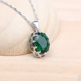Daiiibabyyy 925 Silver Bridal Green Zircon Jewelry Sets For Women Wedding Earrings Rings Bracelets Pendant Necklace Set