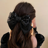 Daiiibabyyy  Korean Mesh Sequin Bow Hair Clip for Women Temperament Design Top Clip Hair Claws Fashion High Sense Hair Accessories