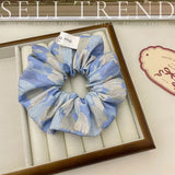 DAIIIBABYYY  -  French Fashion Plaid floralScrunchies for Hair  bow ribbon French girlish ponytail tie hair accessory versatile Hair ties