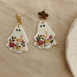 Daiiibabyyy  Punk Halloween Ghost Earrings Acrylic Cartoon Flower Drop Dangle Earring For Women Exquisite Polymer Clay Fashion Jewelry Gifts
