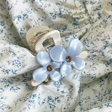Daiiibabyyy  Korean Flower Hair Claw Clips for Women Blue Acrylic Acetate Hair Clips Cute Hair Accessories Girls Grip Crab Clamp Headwear