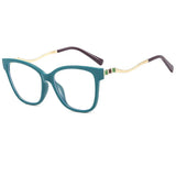 DAIIIBABYYY  -  Blue Light Blocking Glasses TR90 Cat Eye Color Block Metal Frame Clear Lens Computer Glasses Spectacles for Women Oculos