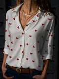 DAIIIBABYYY  -  Women Blouses&Shirts Heart Print Tops New Fashion Long Sleeves Buttoned Loose Casual Female Clothing Office Commute