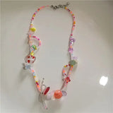 DAIIIBABYYY  -  Harajuku Acrylic Beaded Colorful Bow Pendant Necklace for Women's Party Wedding Aesthetic Jewelry Y2K