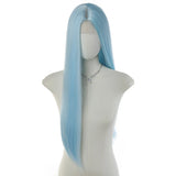 Daiiibabyyy  Elegant Long Blue Synthetic Wig 6.5*9.5 Lace Straight Heat Fiber Hair for Women for Cosplay Daily Halloween Christmas Parties