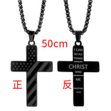 DAIIIBABYYY  -  American Flag Cross Necklace Stainless Steel Inspirational Bible Verse HipHop Lettering Pendant Chain for Boys Men Jewelry