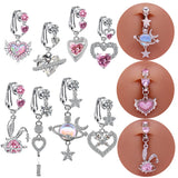 Daiiibabyyy Faux Fake Belly Star Moon Fake Belly Piercing Heart Zircon Clip On Umbilical Navel Non-Piercing Jewelry Earring Clip