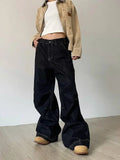 Daiiibabyyy  Grunge Black Jeans Women Y2k Vintage Oversized High Street Wide Cargo Denim Trousers Casual Baggy Straight Denim Pants