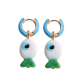 Daiiibabyyy  Personality Jewelry Accessories Enamel Fish Earrings Lip Alloy Charms Ear Buckle Dripping Oil Starfish Hoop Earrings Girls