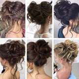 Daiiibabyyy  Lazy Style Long Beard Chicken Tail Hair Band Fake Hair Bun Flower Bud Head Simulation Hair Accessories Chinese Origin