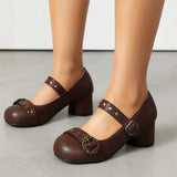 DAIIIBABYYY  -  Fashionable high heels women's Mary Jane  Shoes Buckle decoration Sweet  Single Shoes JK uniform Shoes Large size 48
