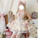 DAIIIBABYYY  -  Japan Lolita Fish Bone Lace Hanging Neck Corset Half Skirt Set Victoria Fashion Tea Party Cute Girl Suit
