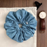 DAIIIBABYYY  -  Denim puff pleated texture hair band high sense large intestine ring women's high elastic hair rope new hairaccessories headgear