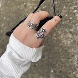 DAIIIBABYYY  -  2024 Gothic Unisex Star Ring Set Punk Grunge Cross Star Woman Man Jewelry Hip Hop Party Street Ring Accessories New Gift