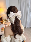 DAIIIBABYYY  -  Korean Solid Color Bowknot Hair Clips for Women Girls Trendy Big Bow Clip Ponytail Clips Barrettes Pin Accessories