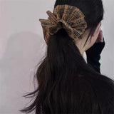 Daiiibabyyy  1PC Retro Classic Brown Plaid Slim Waist Scrunchie, Fashionable Daily Commute Hair Accessory for Bun Hairstyles