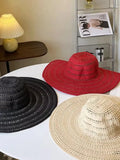 Daiiibabyyy  Oversized Brim Sunscreen Sun Hats Women Fashion Foldable Sense Beach Cap Sunshade UV Protection Hollow Designer Sense Straw Hat