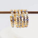 Daiiibabyyy New Bohemia Lucky Turkish Blue Evil Eye Rings Dripping Oil Open Adjustable Finger Rings for Women Jewelry Gift