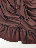 DAIIIBABYYY  -  Solid Sexy Temperament Spliced Fold Mini Dress V Neck Long Sleeves High Waist Slimming Elegant Dresses Female Fashion New