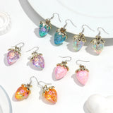 Daiiibabyyy  Boho Acrylic Colorful Transparent Strawberry Dangle Earrings for Women Fashion Resin Shiny Fruit Pendant Earring Lovely Jewelry