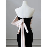 DAIIIBABYYY  -  Customized One Shoulder Slim Waist Simple Temperament Evening Dresses Flower Design Trumpet Wedding Party Vestidos Solid French