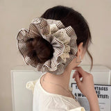 DAIIIBABYYY  -  1pc elegant lace double-layer large intestine hair band, women's new style wrinkled high-end ponytail hair accessories