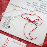 Daiiibabyyy  Vintage White Lace Collar Choker Red Bowknot Pearl Pendant Necklace For Women Girl Y2K Party Aesthetic Charm Accessories Jewelry