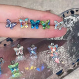 Daiiibabyyy  Small Butterfly Zircon Stud Earrings Women Girls Y2K Cute Exquisite Shiny Crystal Personality Fashion Ear Jewelry Accessories