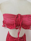 DAIIIBABYYY  -  Pure Sexy Hot Girl Vacation Suit Women's Summer Strapless Lace-up Short Top High-waisted Skirt Two-piece Set Female Clothes