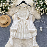 DAIIIBABYYY  -  Elegant Long Flare Sleeve Off Shoulder Vintage O-neck Halter Chic Ruffle Slim Dresses French Evening High Street Autumn Clothing