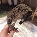 DAIIIBABYYY  -  Fashion Women Lace Hairbands Wide Hair Hoop No-slip Lady Flower Hollow Headbands with Teeth Elegant Female Hair Accessories
