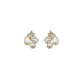 Daiiibabyyy  Exquisite Irregular Square Shinny Zircon Pearl Earrings for Women Light Luxury Sweet Stud Earrings Wedding Jewelry Accessories